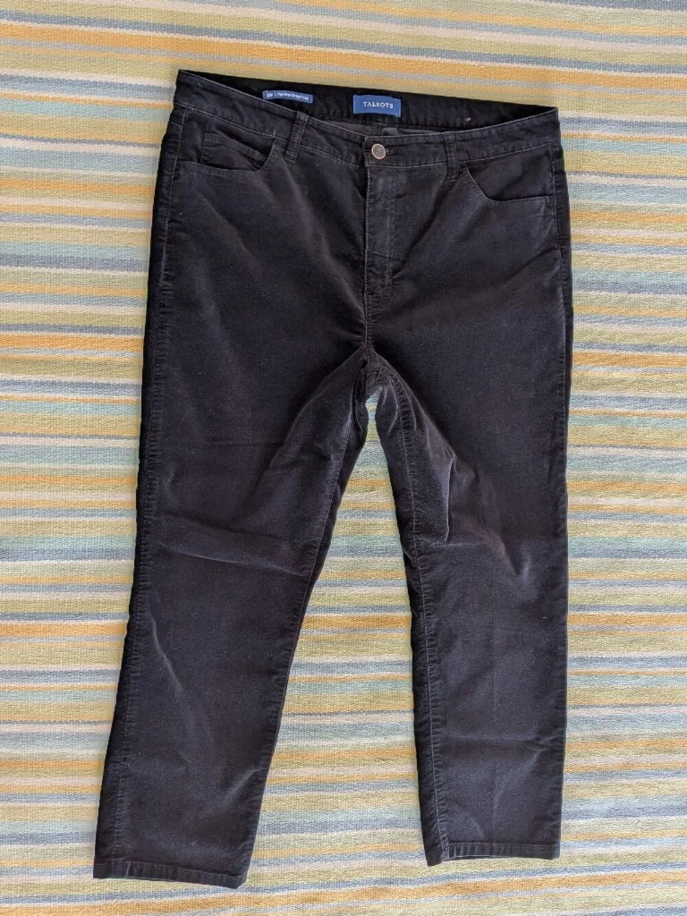 ⭐ Talbots High-Rise Straight Leg Black Velveteen Pants size 14P